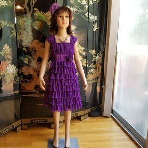 MyMichelle Size 7 Solid Purple Ruffled Dress